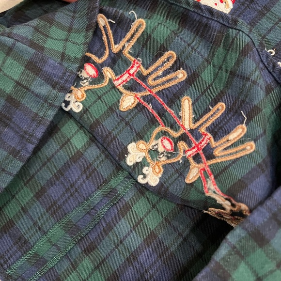 Vintage Rare Editions Santa and Sleigh Christmas Plaid Jumper - Picture 3 of 6